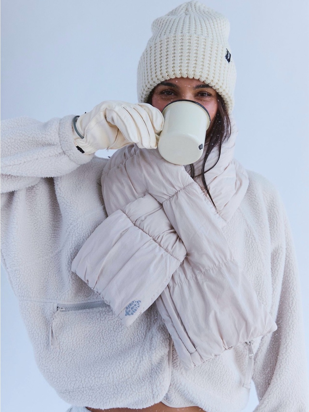 New Free People pixie packable puffer scarf color cashmere